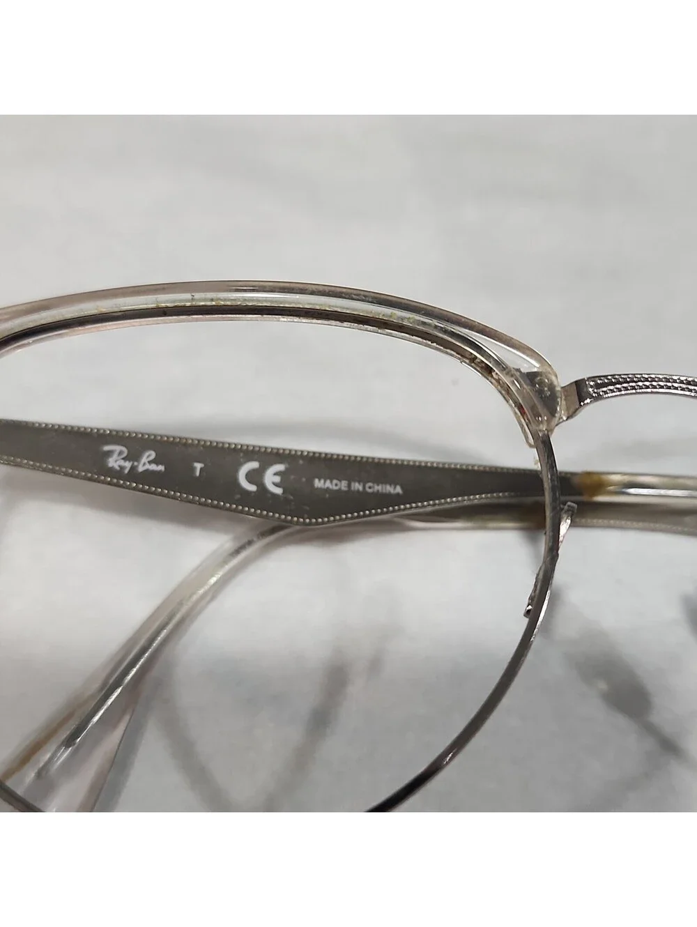 Ray Ban RB6396 2936 No Nose Pad Clear Silver Metal Round Eyeglasses 53-19 145